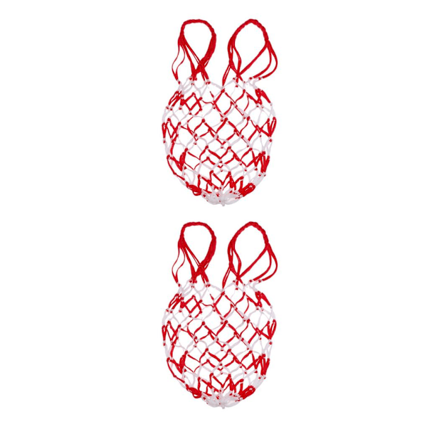 1/2/3/5 Basket Ball Carry Mesh Förvaring Nätpåshållare White Red 2PCS