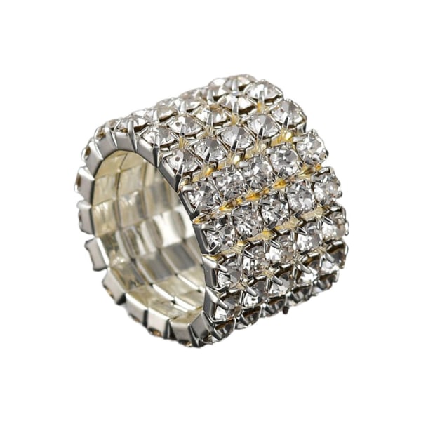 1/2/3/5 Stretch Crystal Ring Utsökt inläggning för Elegant silver 5 rows 5PCS