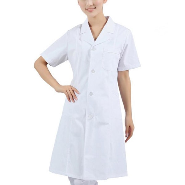 1/2 Kvinnor Kortärmad Scrubs ab päls sjuksköterska Uniform White S 1Set