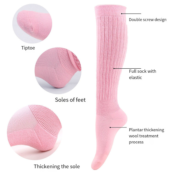 1/2/3/5 2 stycken Slitstarka Slouch strumpor Elasticitet och utsökt Light Pink 1Set