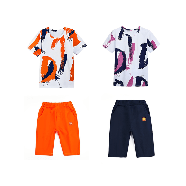 1/2/3/5 Pojkar Kläder Sommar Outfit Tonårsskjortor Multipurpose Orange 120cm 1 Pc