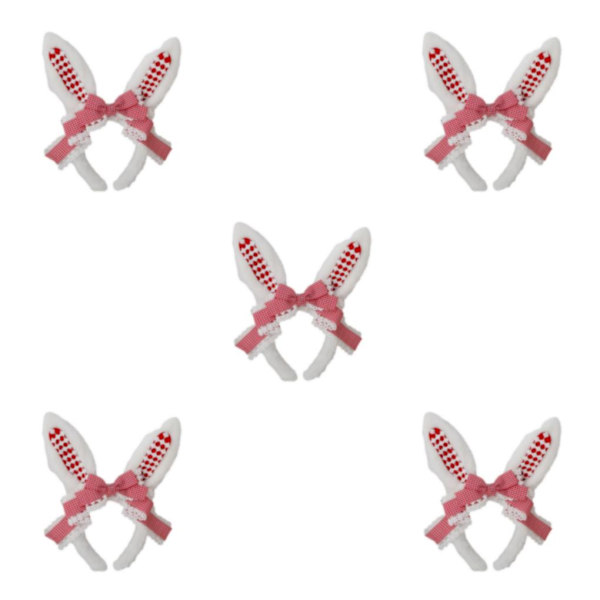 1/2/3/5 Lätt och söta kaninöron-hårband för flickhår Red+White 5Set