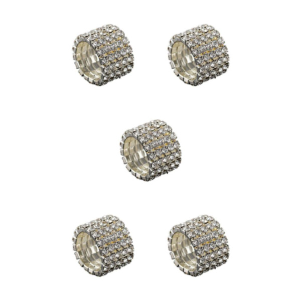 1/2/3/5 Stretch Crystal Ring Utsökt inläggning för Elegant silver 5 rows 5PCS