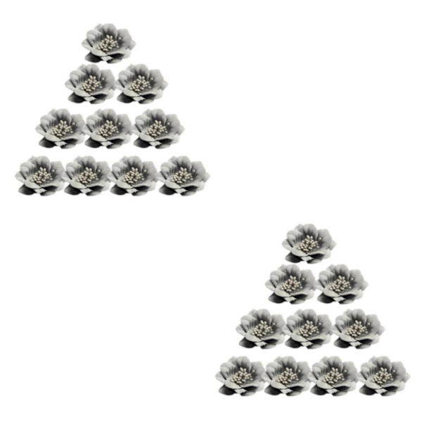 1/2/3/5 10 stycken Camellia Flower Heads för gör-det-själv-hårtillbehör Grey 4.5cm 2Set