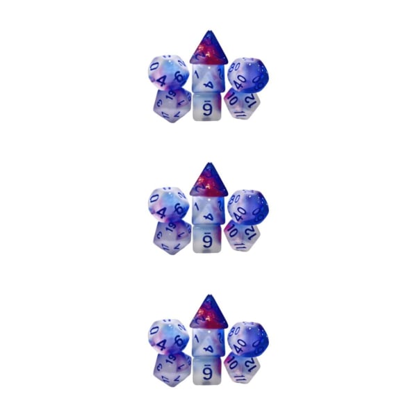 1/2/3 7Pack Multi tärning Set Glow in Dark för rollspel 3Set