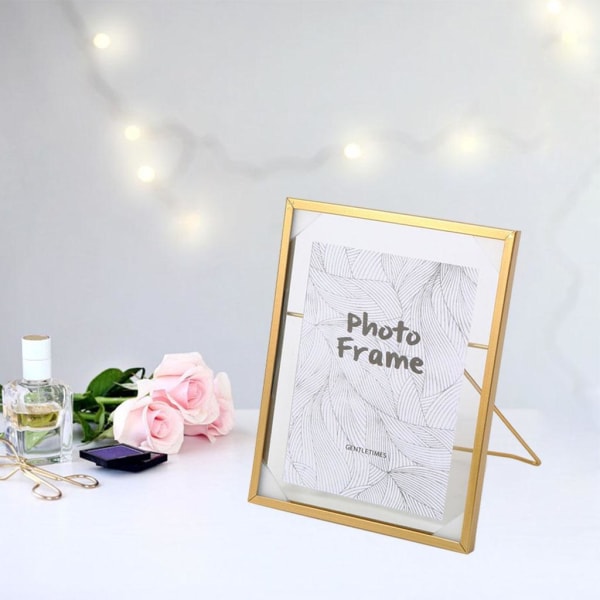 1/2/3 För Creative Nordic Metal Glas Photo Frame Crafts Home M Golden 1Set