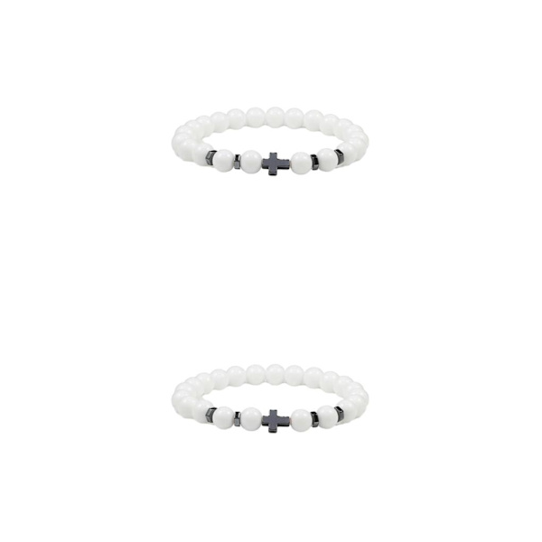 1/2/3/5 Wide Application Cross Beaded Armband för alla tillfällen porcelain white 2Set