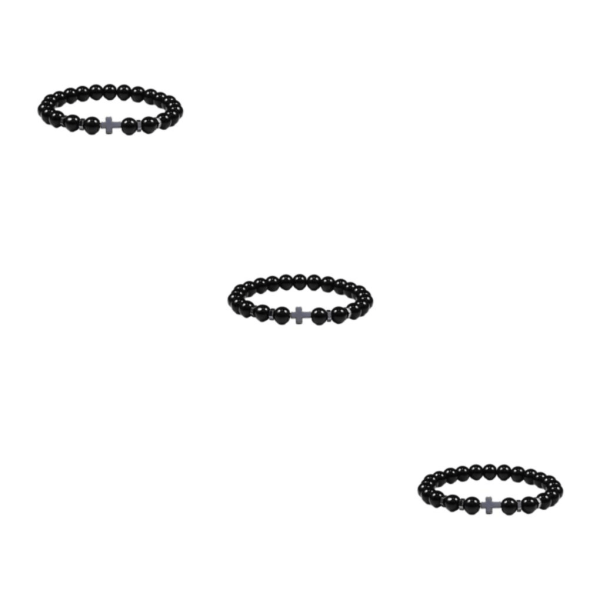 1/2/3/5 Wide Application Cross Beaded Armband för alla tillfällen glossy black 3Set