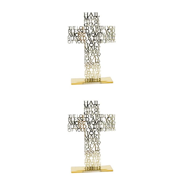 1/2/3/5 Stående krucifix Jesus Scriptures Cross Bön Gold 20cm 2Set