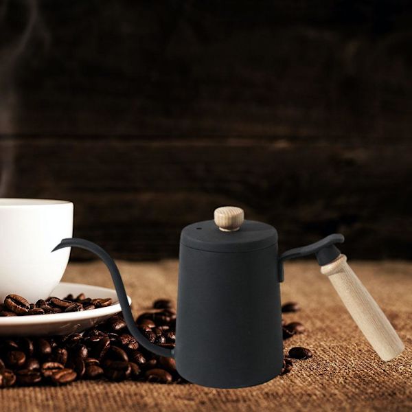 Anti-rost tekokare svanhals Återanvändbar kaffekanna för kök Black 9x29x14cm