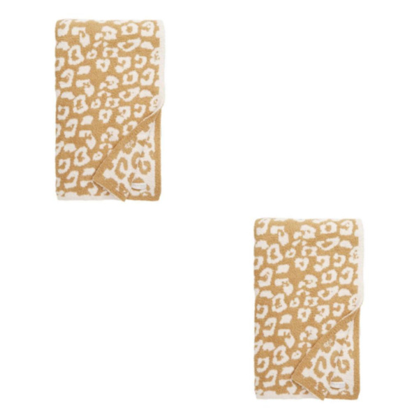 1/2/3 Throw Blanket Leopard Print Flanell Fleece Filtar Plysch light tan 40x47in 2Set