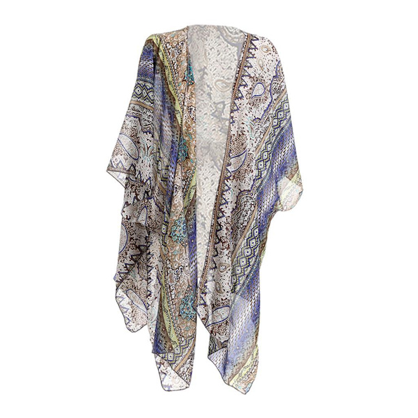 Dam Beach Cover Ups Kimono Cardigan Lätt baddräktsomslag Blue