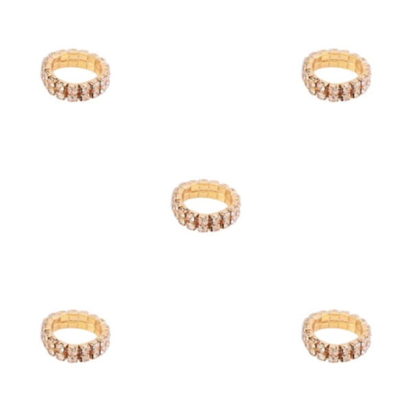1/2/3/5 Stretch Crystal Ring Utsökt inläggning för Elegant golden 2 rows 5PCS