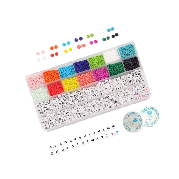 1/3 6300 st Glasfröpärlor Box Set Spacer Beads For Armband 1Set