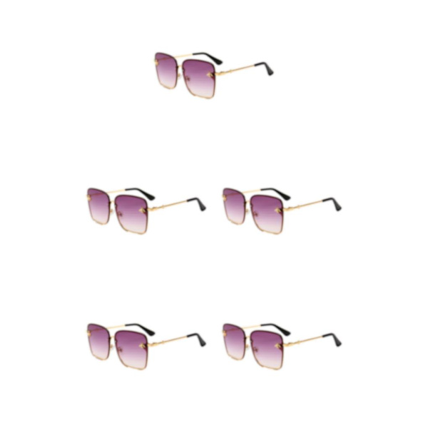 1/2/3/5 metallram för kvinnor Fashionabla och lätta fyrkantiga purple lense 5Set