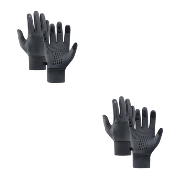 1/2/3 Men Winter Touch Screen Bekväm Full Finger för cykling Gray Large 2Set