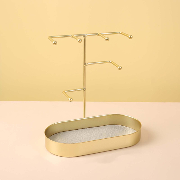 1/2/3/5 Smycken Organizer Stand Fack Display Rack för ringar Gold PU Leather Pad 20 x 10 x 21cm 1Set