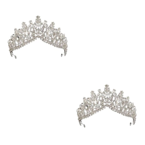 1/2 Silver Vackra Och Elegant Lysande Bröllop Tiaror För 2Set