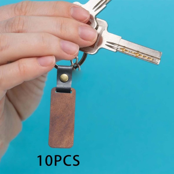 1/3/5 10x trä nyckelring blanketter printed med nyckelbrickor för Rectangle 1Set