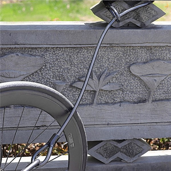 1/2 cykel stålkabel 12 mm säkerhetsbelagd stålkabel med ögla Black 1 Pc