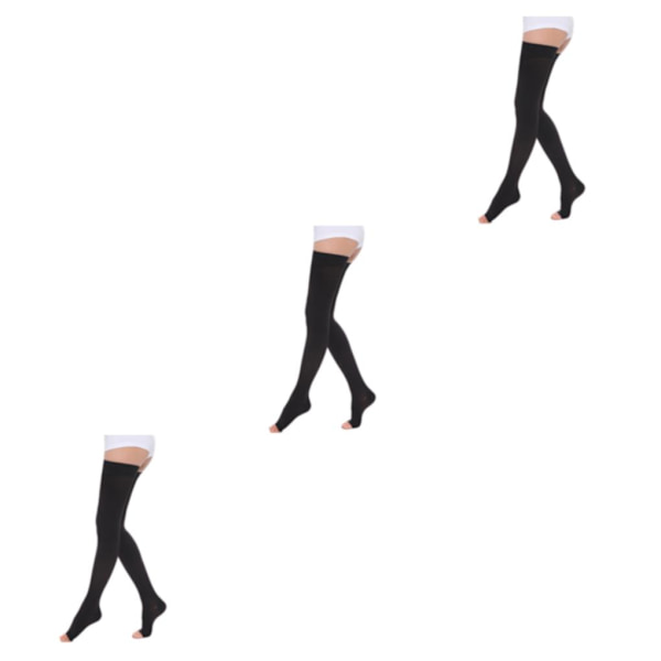1/2/3 Trendiga och moderiktiga över knästrumpor för Open Toe-black XL 3Set