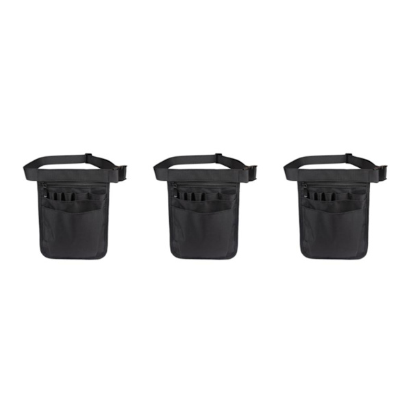 1/3 Svart Nylon Sjuksköterska Organizer Bälte Midjeväska Fanny Pack Case 3Set