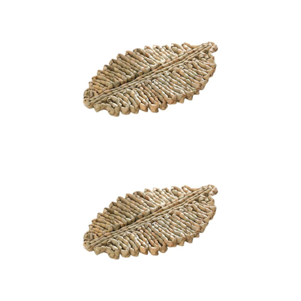 1/2/3/5 Rattan Placemat för Creative Thicken Khaki Leaf Shaped Light Brown 23x16cm 2Set