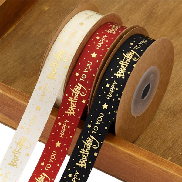 1/2/3/5 Grattis på födelsedagen band DIY presentförpackning för tårta box Red 20Yard 1.5cm 1Set