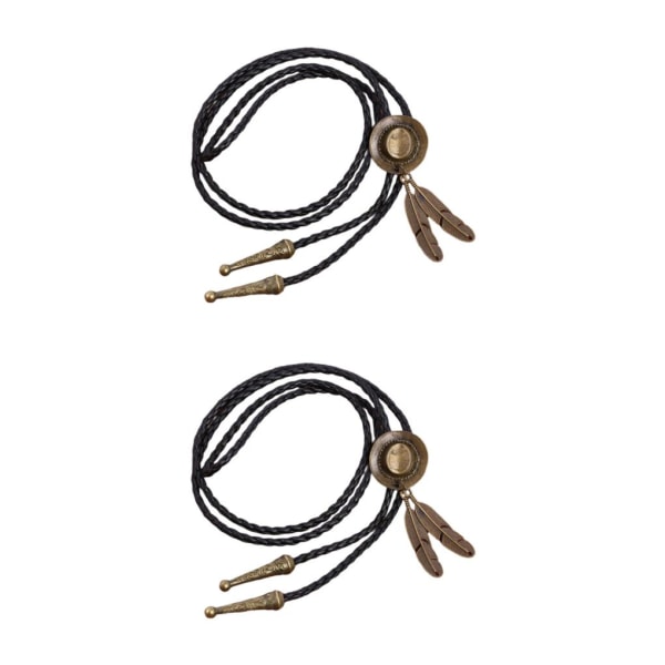 1/2 Bolo Tie Cowboy Slipshänge Handgjord PU-lädersnöre för 2Set