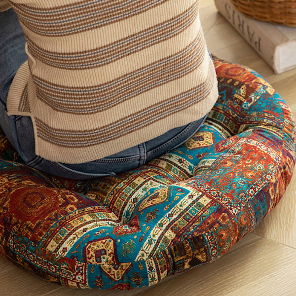 Boho-stil utomhus rund vändbar sittdyna – Square Red（40cm）