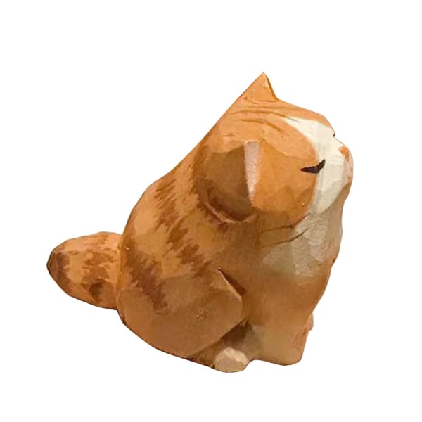 1/2/3/5 Orange Katt Träfigur Miniatyr Söt Husdjur Handgjord 1 Pc