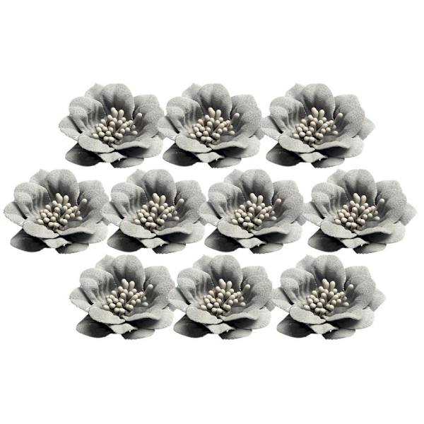 1/2/3/5 10 stycken Camellia Flower Heads för gör-det-själv-hårtillbehör Grey 4.5cm 1Set