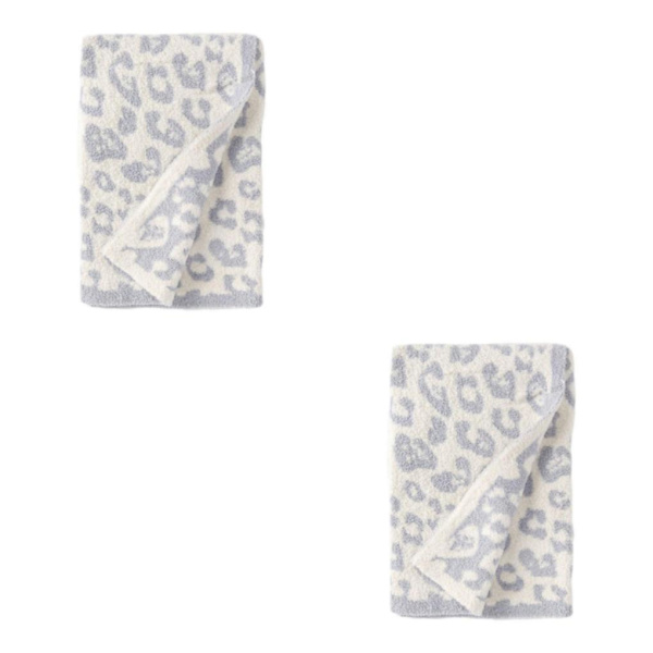 1/2/3 Throw Blanket Leopard Print Flanell Fleece Filtar Plysch white 40x47in 2Set
