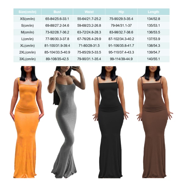 Lång kjol Bodycon Klänning Festkläder Midi Asymmetrisk Orange/L