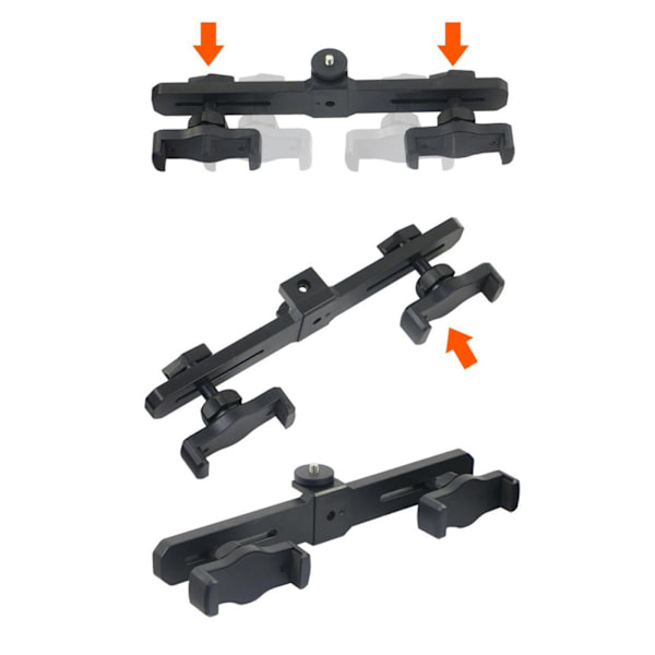 1/2 Phone Tablet Bracket Dubbelklämma Justera för direktsändning dual phone clip Length 10.63 Inch 1Set