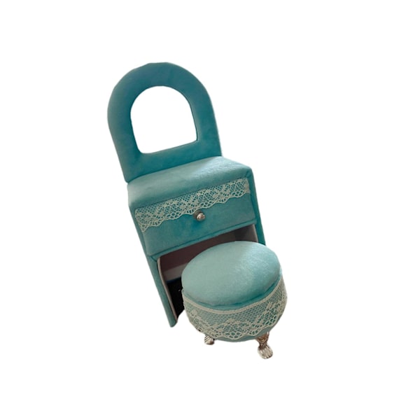 1/2 Chic smycken case för flickor Kvinnor Ringar halsband Desk Peacock Blue 1Set