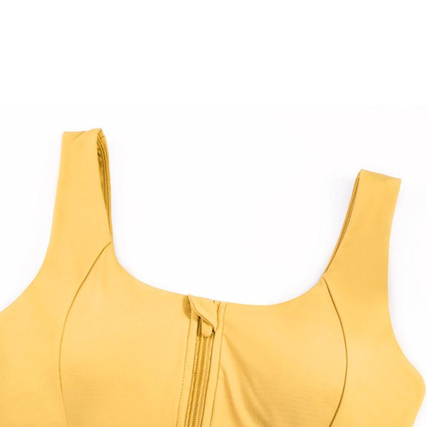 1/2/3 Womens Front Zip Sport BH För bekväma vadderade Shapewear Yellow M 1Set