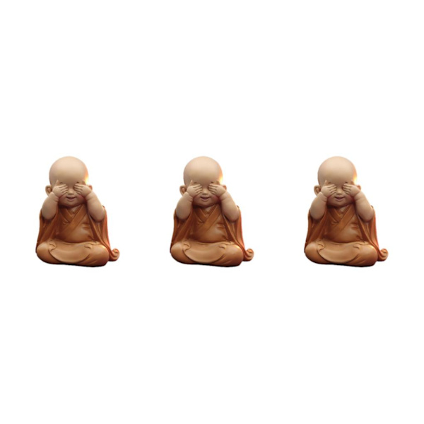 1/2/3 Söt Buddha Staty Monk Figurine Ornament Little för cover eyes height 10cm 3Set