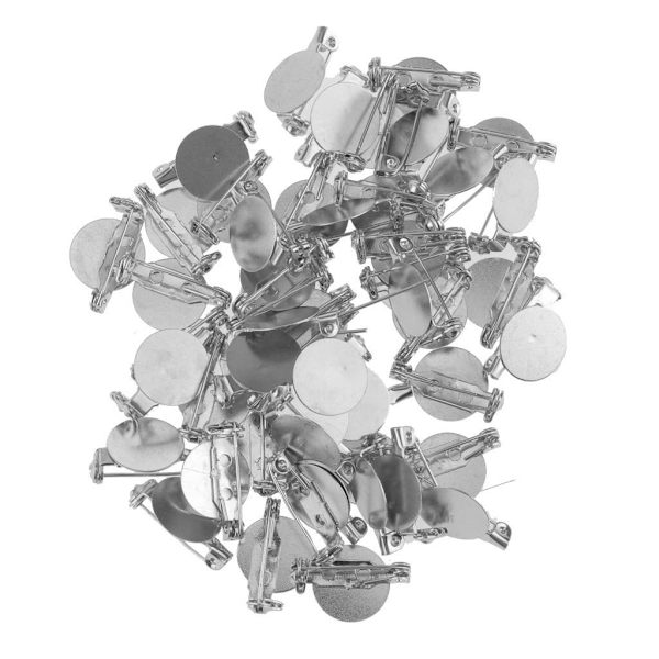 1/2/3/5 50 st Brosch Bas Blanks Brickor Baksidor Pins Inställning DIY Silver 50 Pcs 2.0cm 1Set