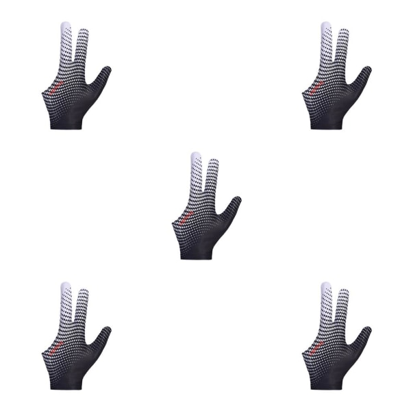 1/2/3/5 Biljardhandskar Vänster/Höger Hand 3 Fingers Shooters Black White 5PCS