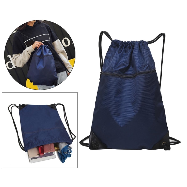 Resa Nylon Dragsko Väska Sack Beach Gym Ryggsäck Skor Väskor Dark Blue