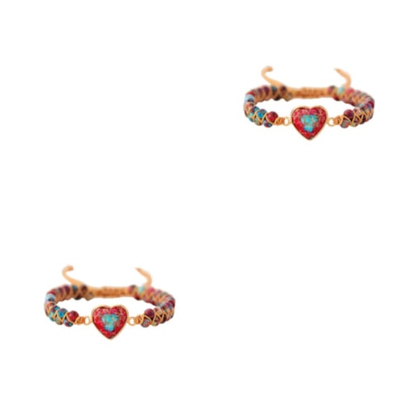 1/2/3/5 Heart Shape Damarmband Natural Gemstone Red 2Set