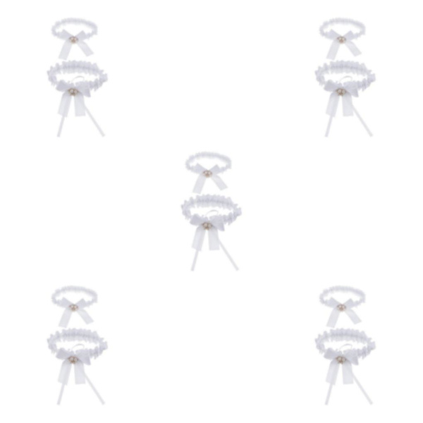 1/2/5 2-delad dam spetsblomma ben Strumpebandsringar White 33cm 5Set