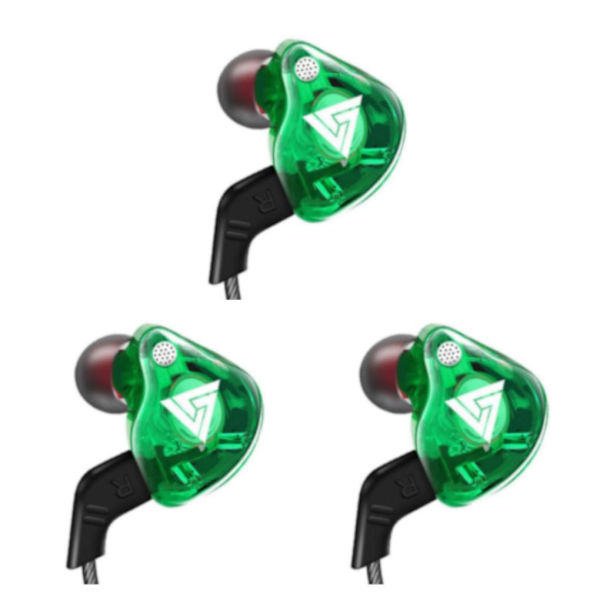 1/2/3/5 För QKZ AK6 In Ear 3,5 mm sporthörlurar med mikrofon Green 1.2m 3Set