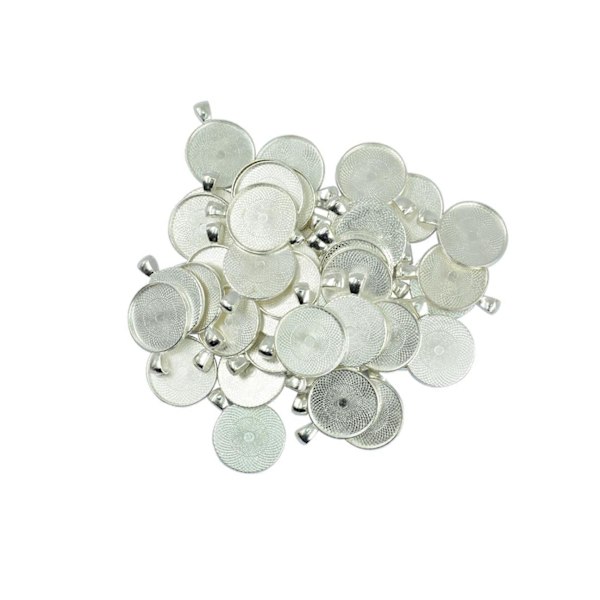 1/2/3 50 stycken tom, rund rambricka Base DIY Cabochon Silver White 29x22mm 1Set