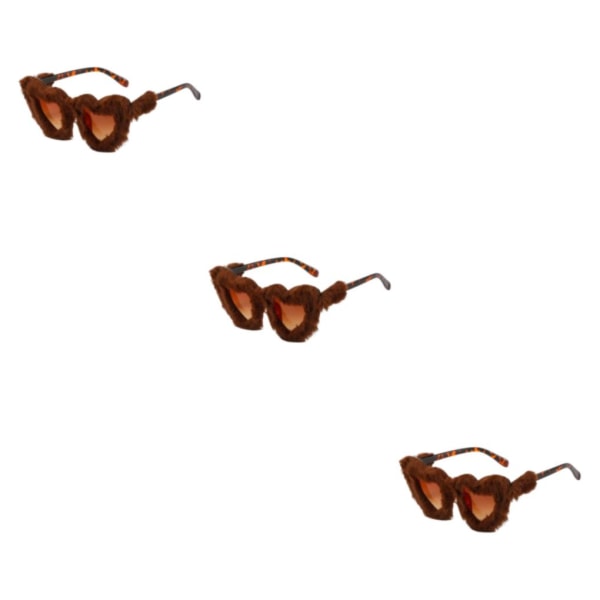 1/2/3/5 Soft Plysch Solglasögon Glasögon för Masquerade Travel Brown 3Set