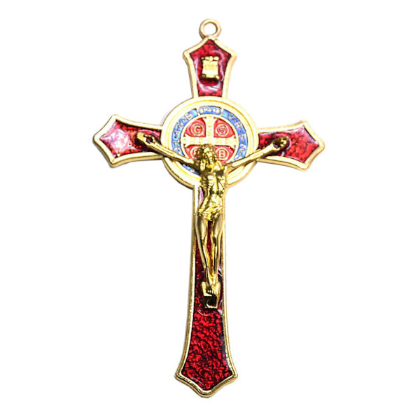 1/2/3/5 Zinklegering Väggkrucifix Cross Jesus Statue Staty Red 12x7cm 2Set