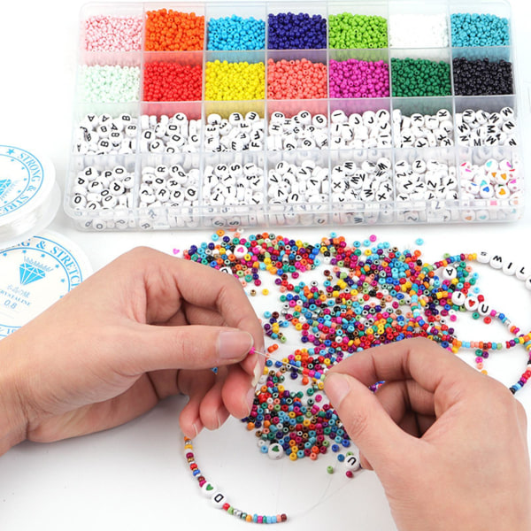 1/3 6300 st Glasfröpärlor Box Set Spacer Beads For Armband 1Set
