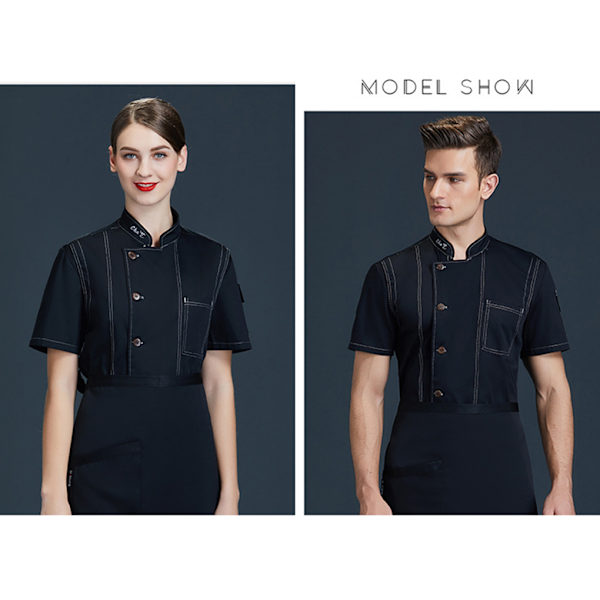 1/2/3 Svart Lätt att rengöra Chef Coat Button Chef Uniformer För black xxl 1Set