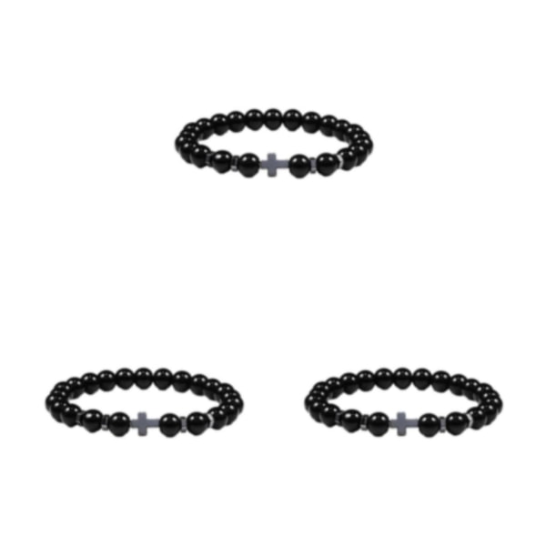 1/2/3/5 Wide Application Cross Beaded Armband för alla tillfällen glossy black 3Set
